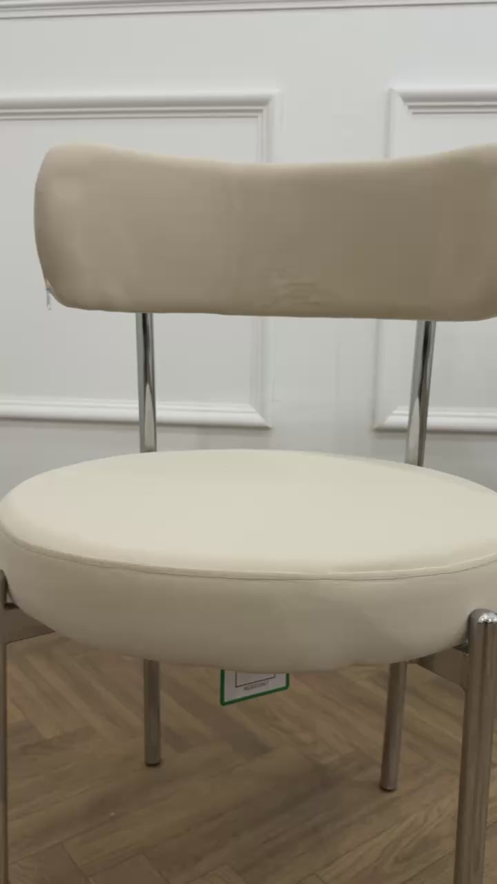 LUXE DINING SET-VELVET-BEIGE-SILVER