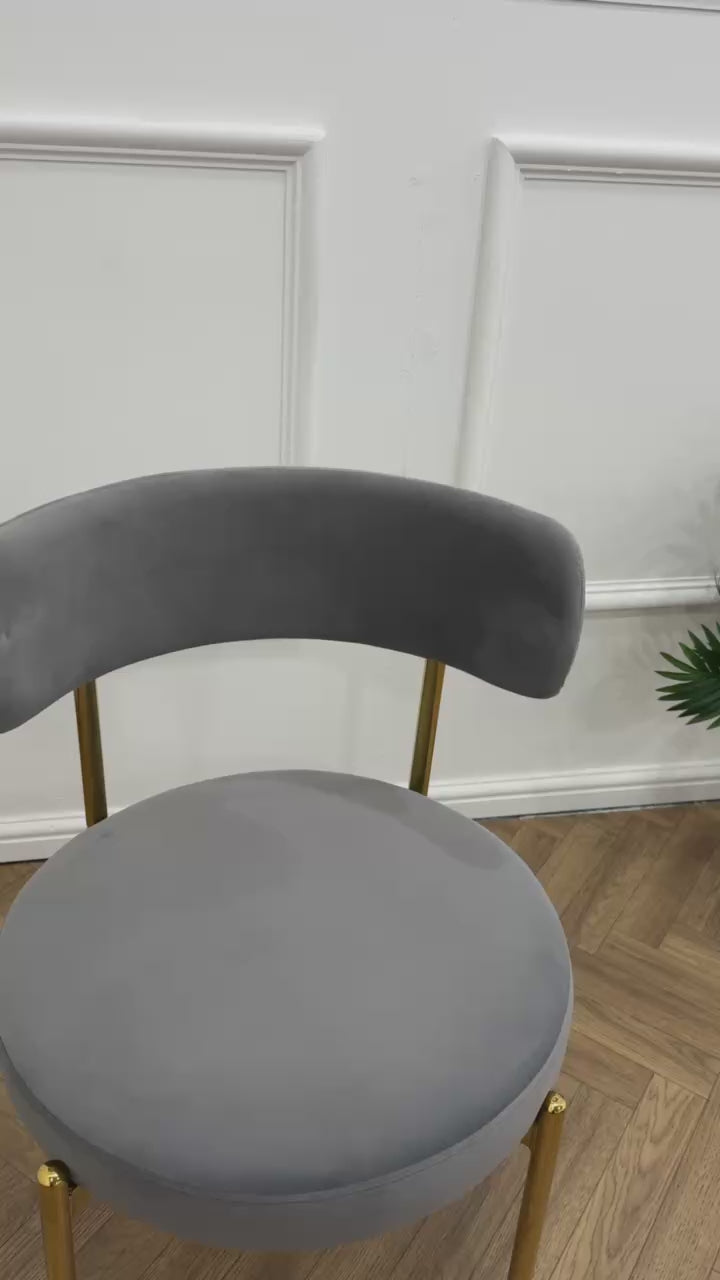 LUXE DINING SET-VELVET-LIGHT GREY-GOLD