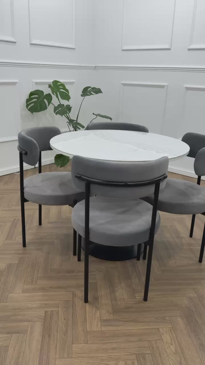 LUXE DINING set-VELVET - DARK GREY-BLACK