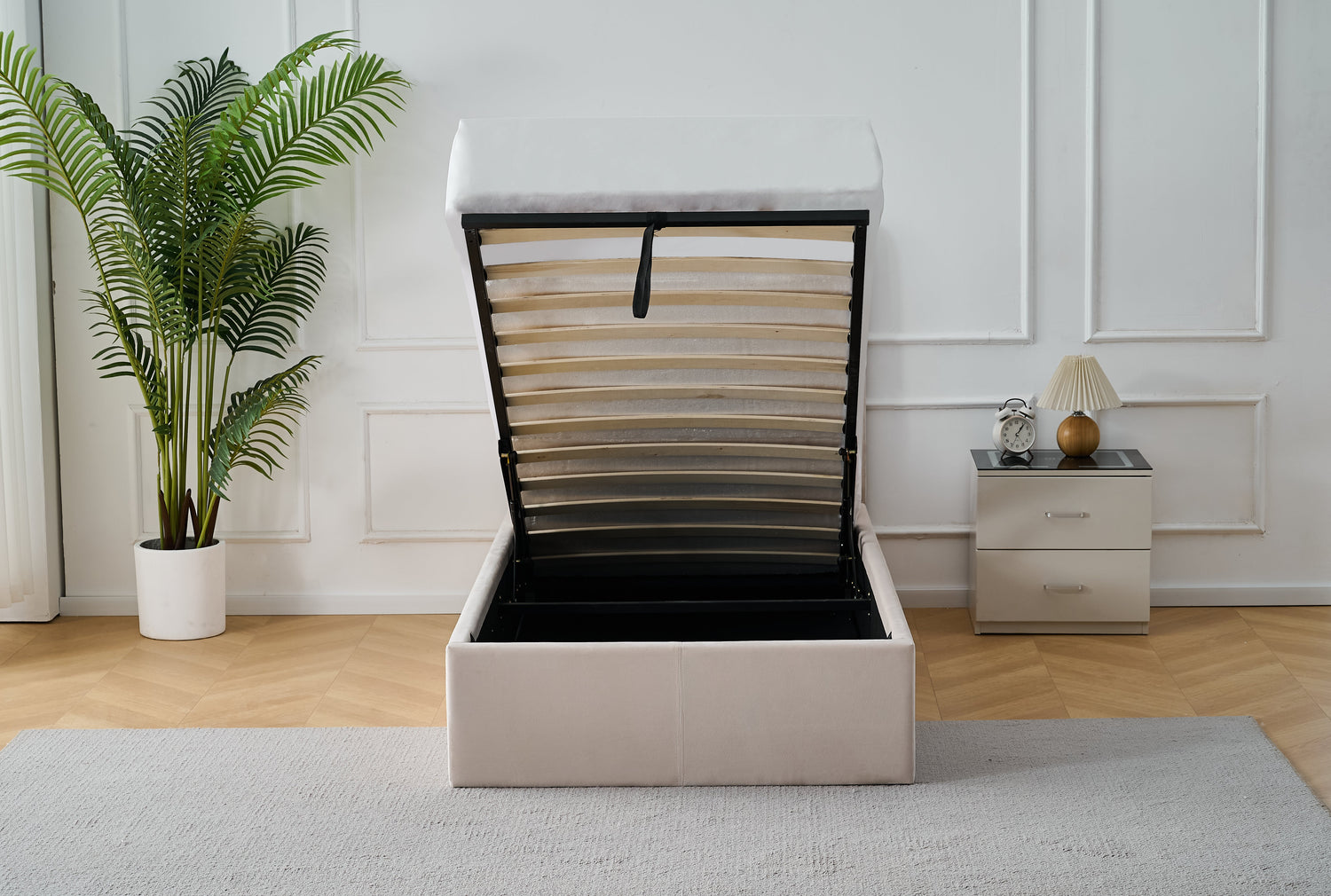 Q&P Furniture Crown Bed with Storage,
Crown bed with storage solutions,
Luxury bed with built-in storage,
Space-saving storage bed,
Elegant storage bed for modern bedrooms