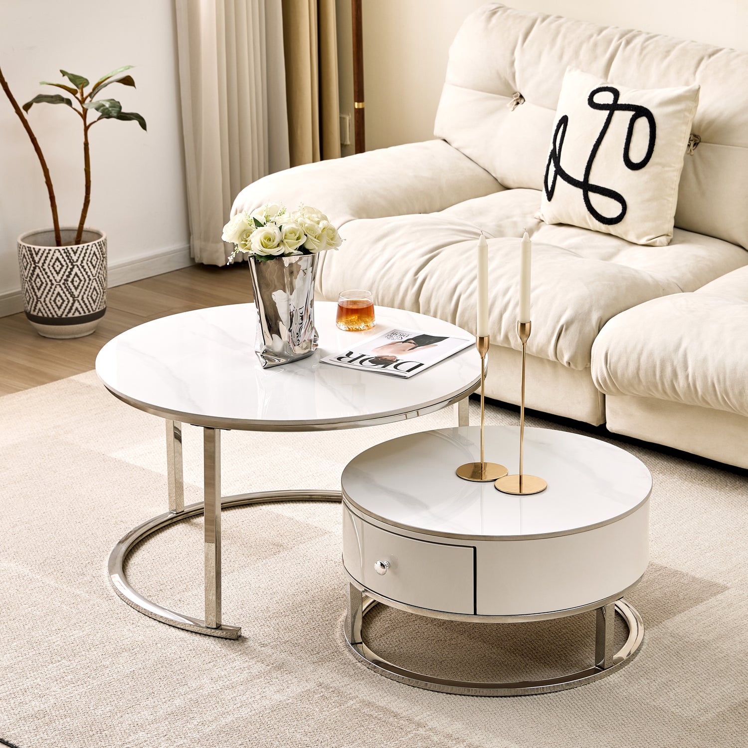 Opal Nesting Coffee Table-Silver