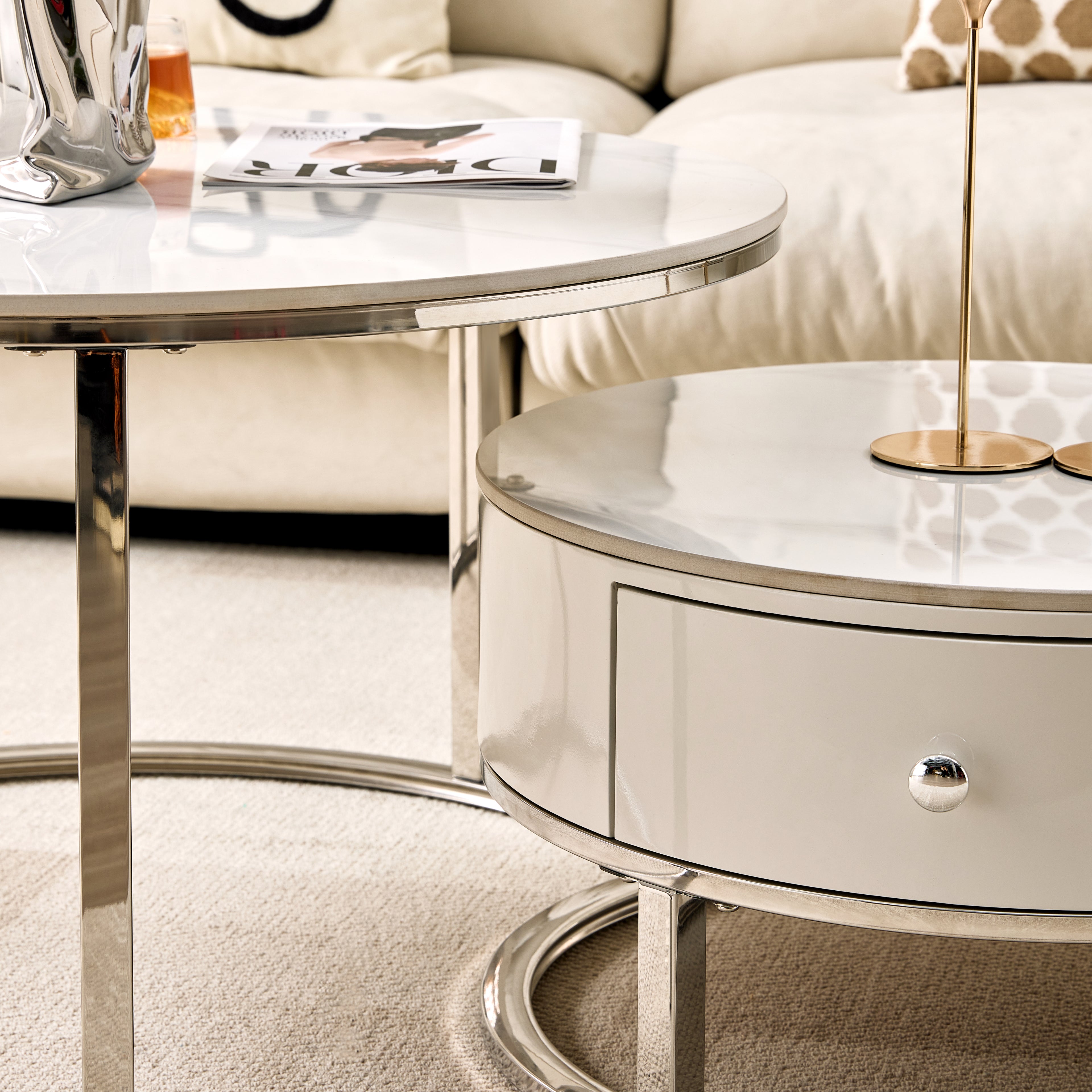 Opal Nesting Coffee Table-Silver