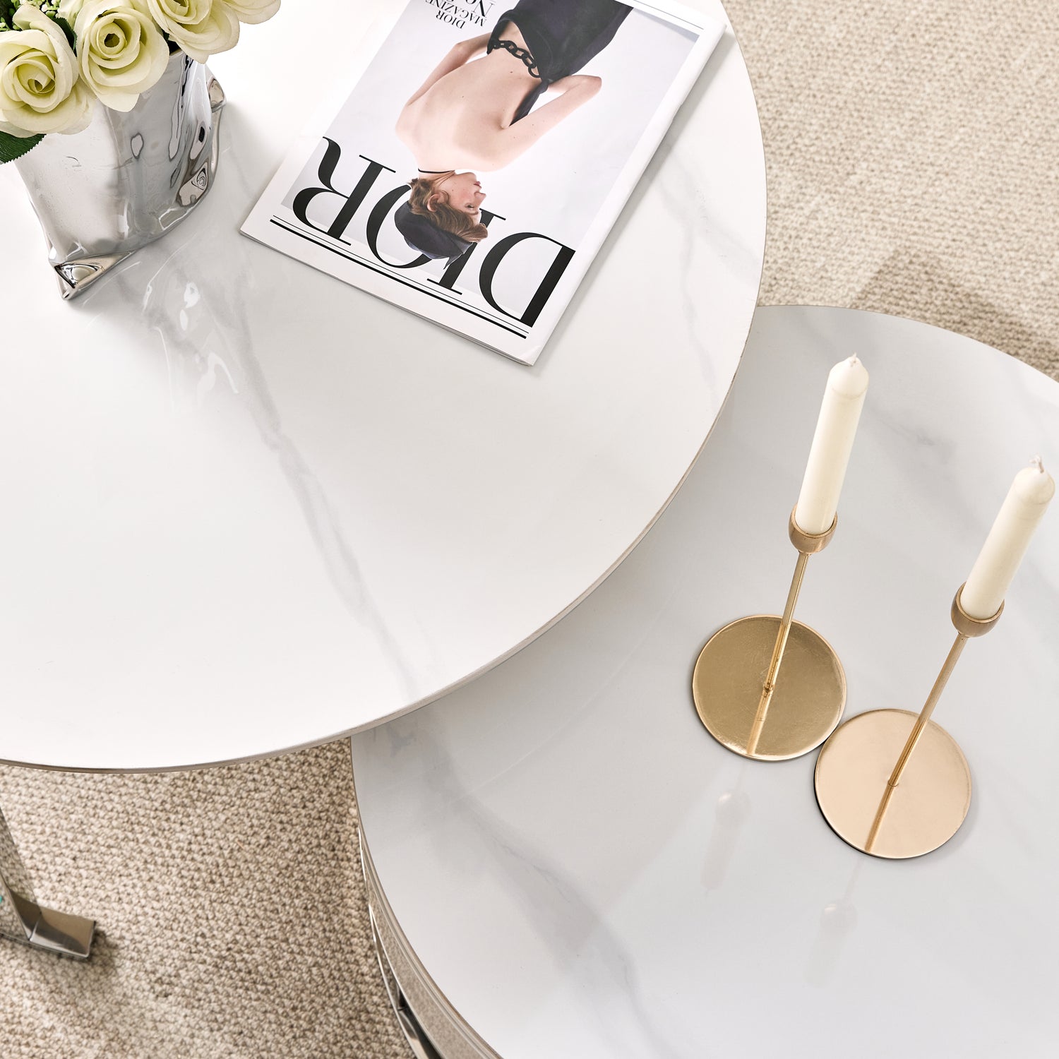 Opal Nesting Coffee Table-Silver