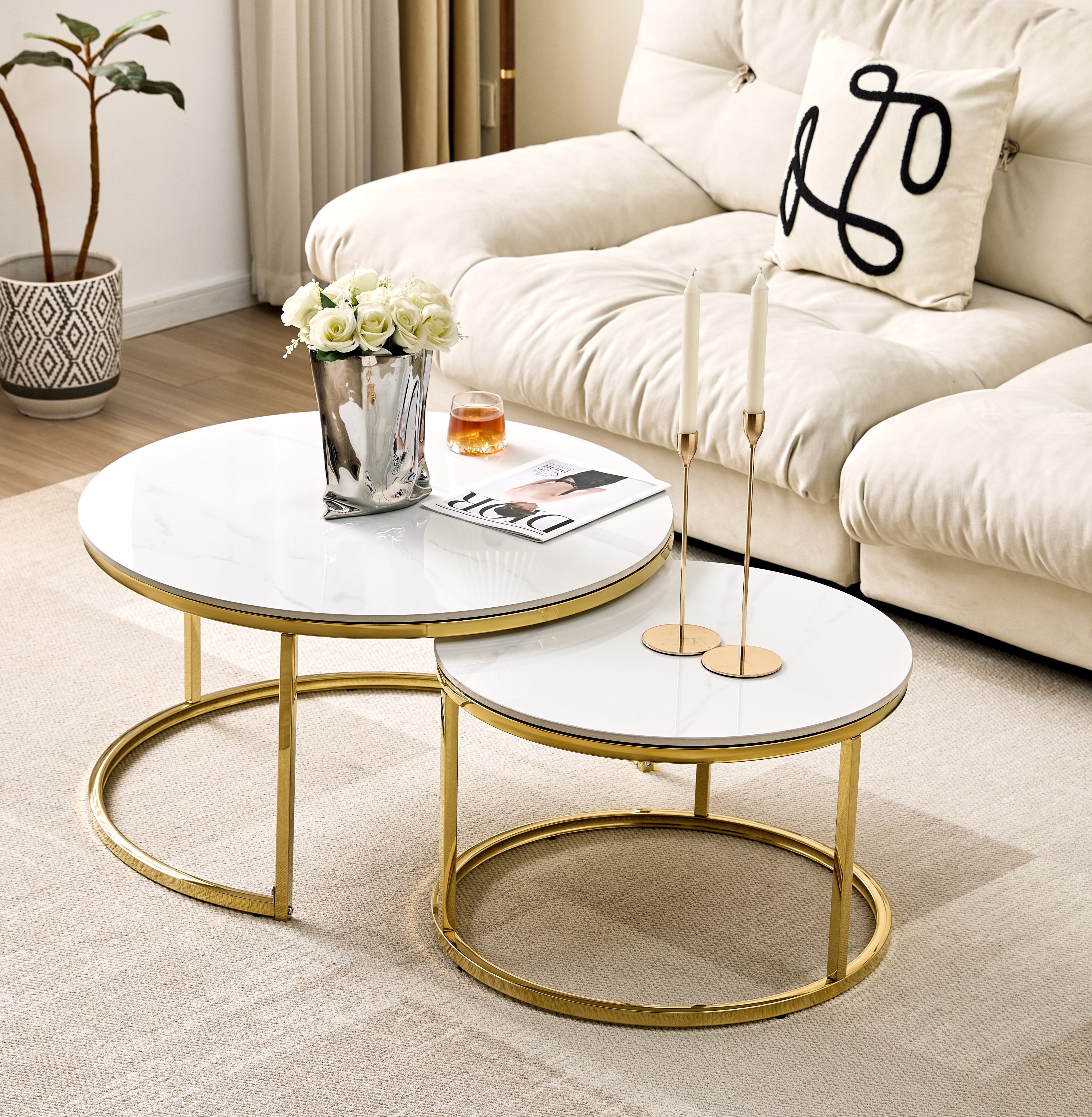 Nova Coffee Table Set-Gold Ceramic