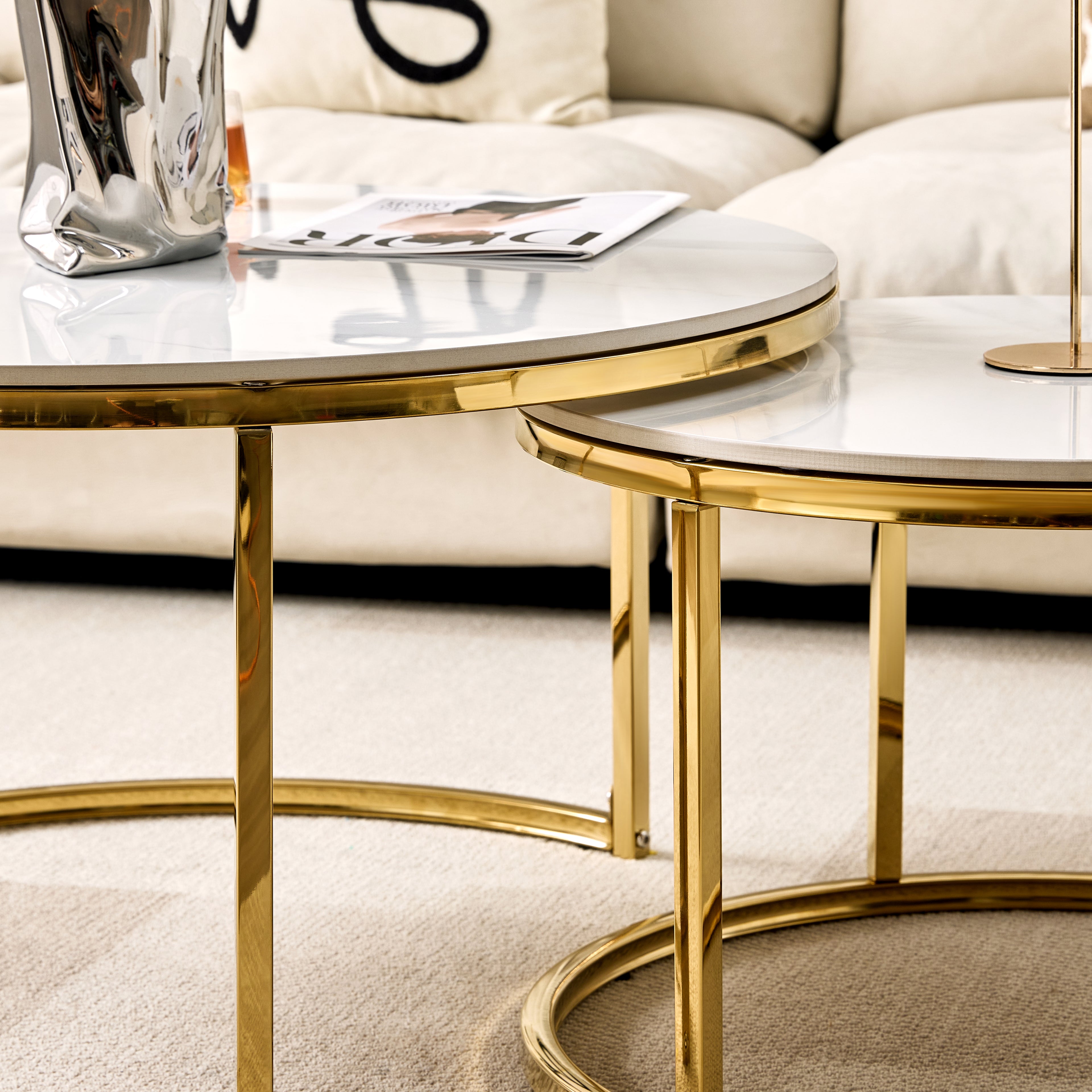 Nova Coffee Table Set-Gold Ceramic