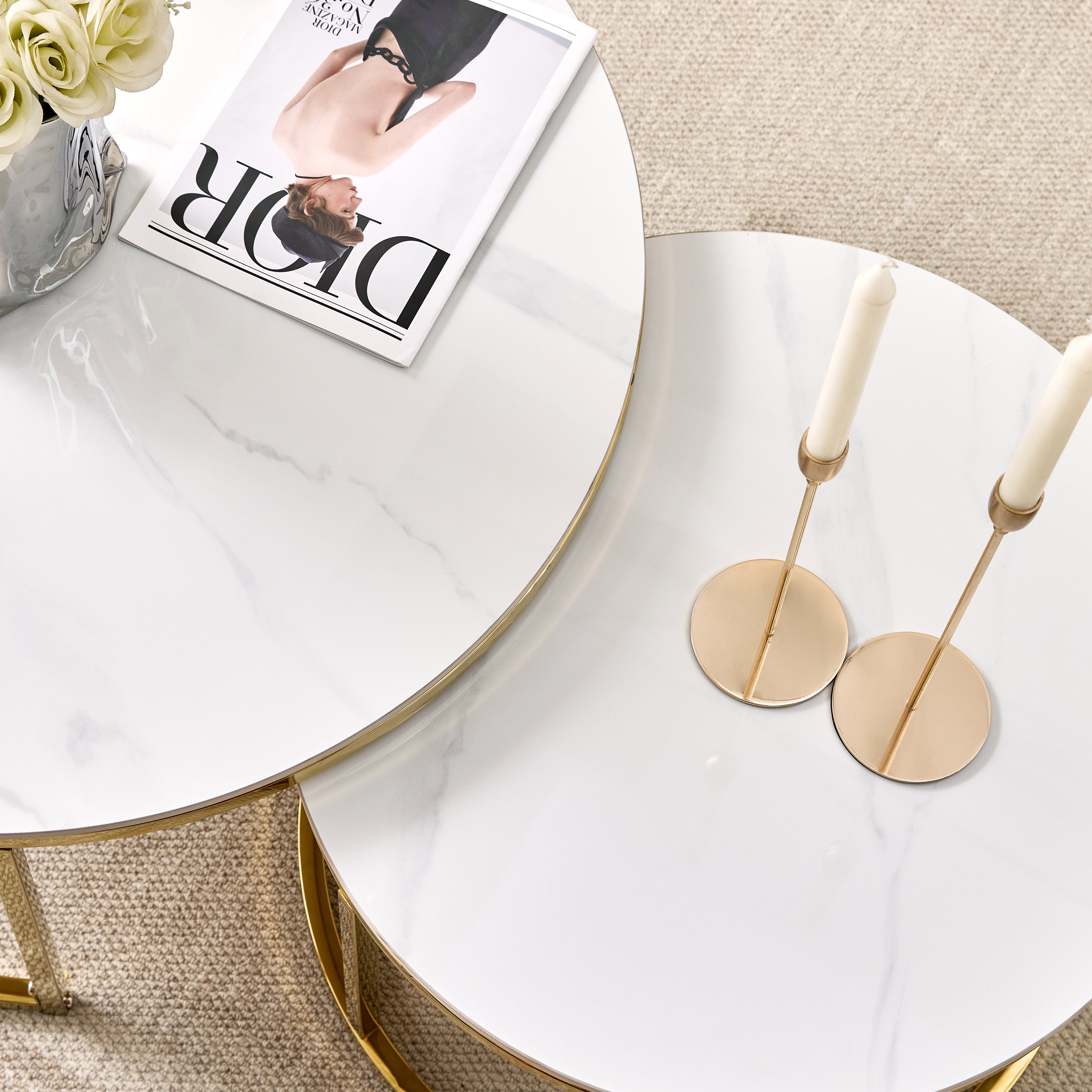 Nova Coffee Table Set-Gold Ceramic