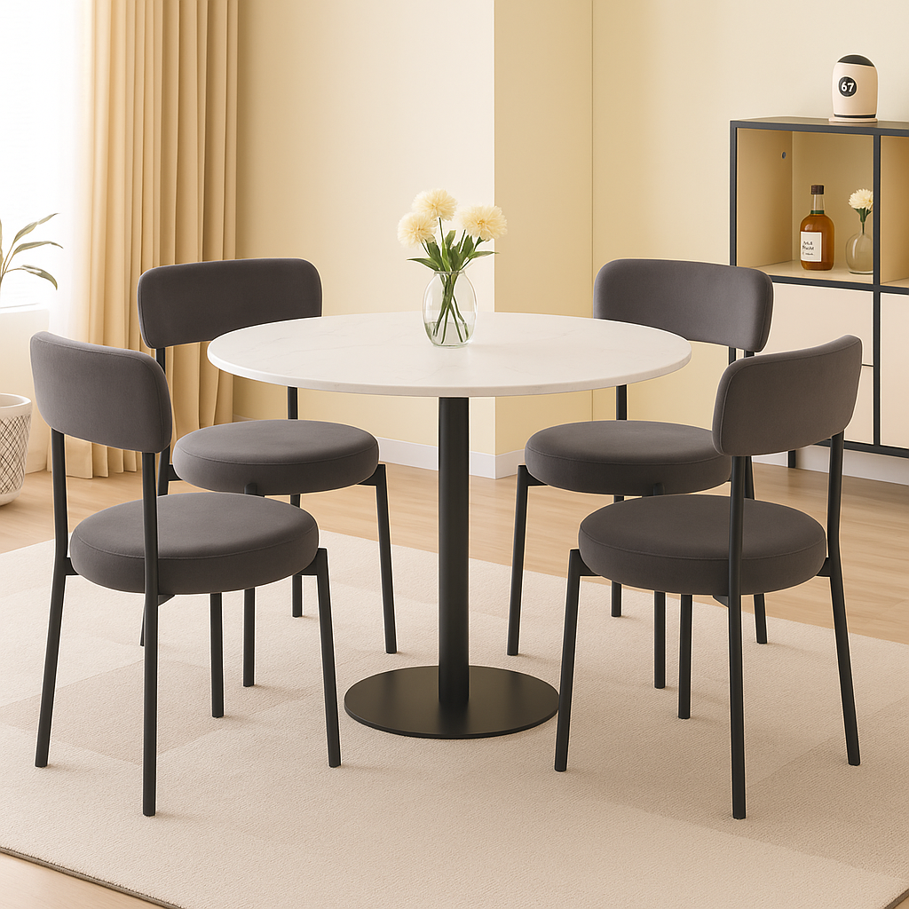 LUXE DINING set-VELVET - DARK GREY-BLACK