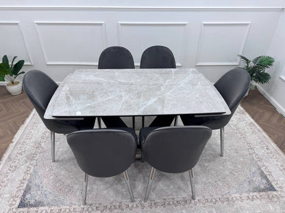 CLARA DINING TABLE SET -SILVER