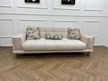 Q&amp;P Furniture Flora velvet sofa set with plush cushions and modern design, perfect for stylish living room seating.
