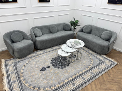 Q &amp; P Furniture Luna sofa set with plush cushions and modern design, shown in a cozy living room setting.