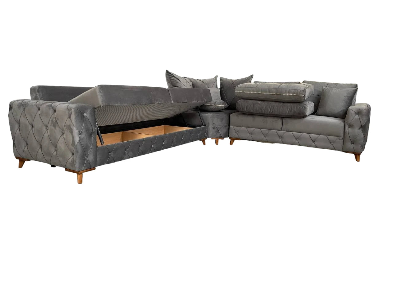 Lovely Corner Sofa- Velvet Corner Sofa Bed With Storage