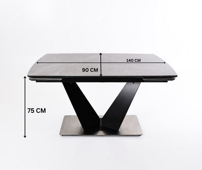 Roma Luxury Extendable Grey Marble-Effect Dining Table Set with 6 or 8 Grey Chairs