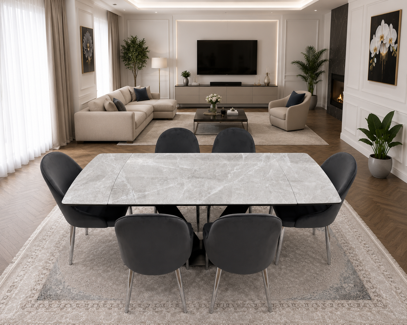 CLARA DINING TABLE SET -SILVER
