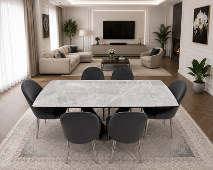 CLARA DINING TABLE SET -SILVER