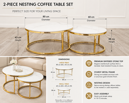 Lavender Nova Sintered Stone  Coffee Table Set