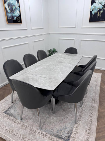 CLARA DINING TABLE SET -SILVER