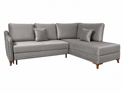 Q&amp;P Furniture Oxford corner sofa bed with storage, showcasing a stylish fabric corner sofa with built-in storage compartments.