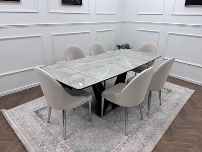 CLARA DINING TABLE SET -SILVER