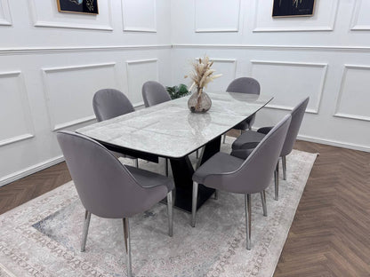 CLARA DINING TABLE SET -SILVER