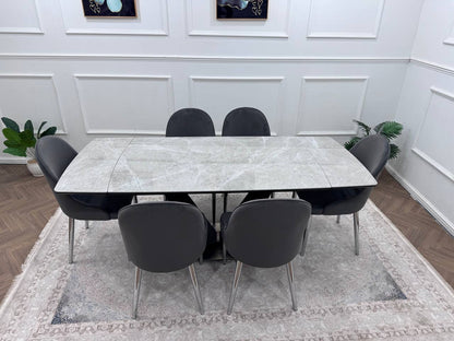 CLARA DINING TABLE SET -SILVER
