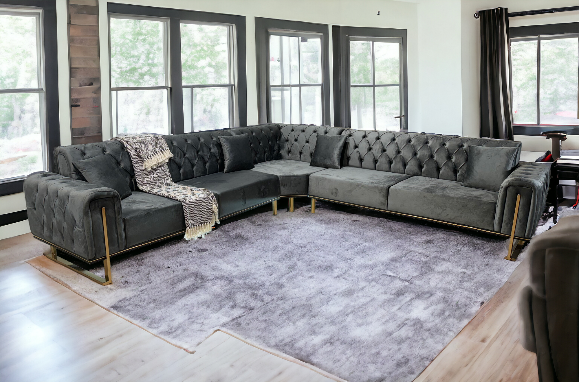 Lovely Corner Sofa- Velvet Corner Sofa Bed With Storage