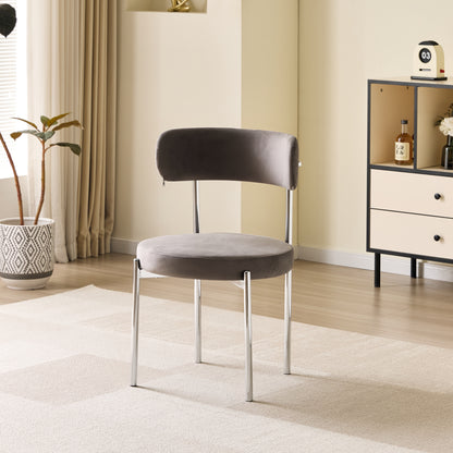 LUXE DINING Set-VELVET-DARK GREY-SILVER