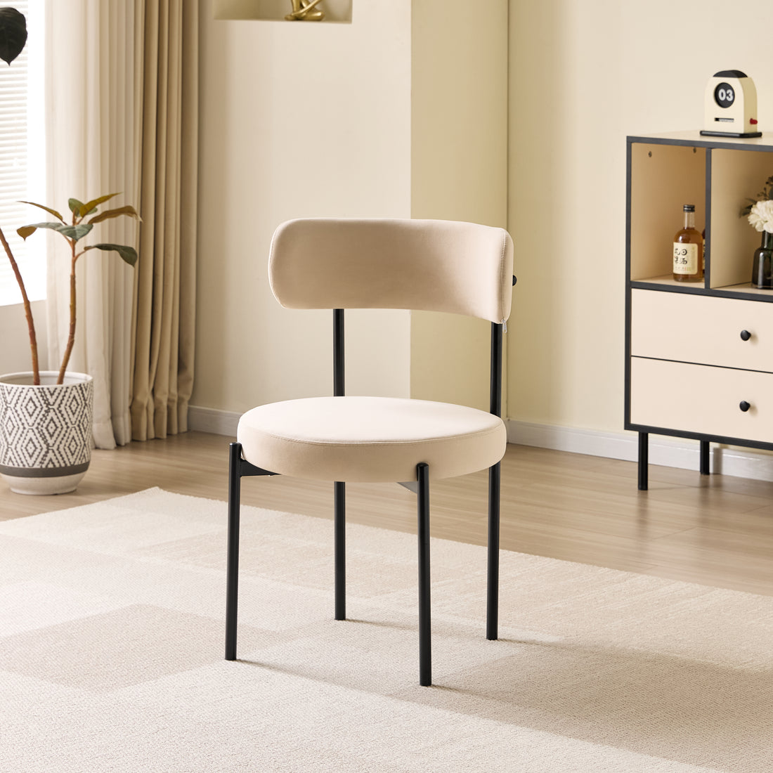 LUXE DINING CHAIR-VELVET-BEIGE-BLACK