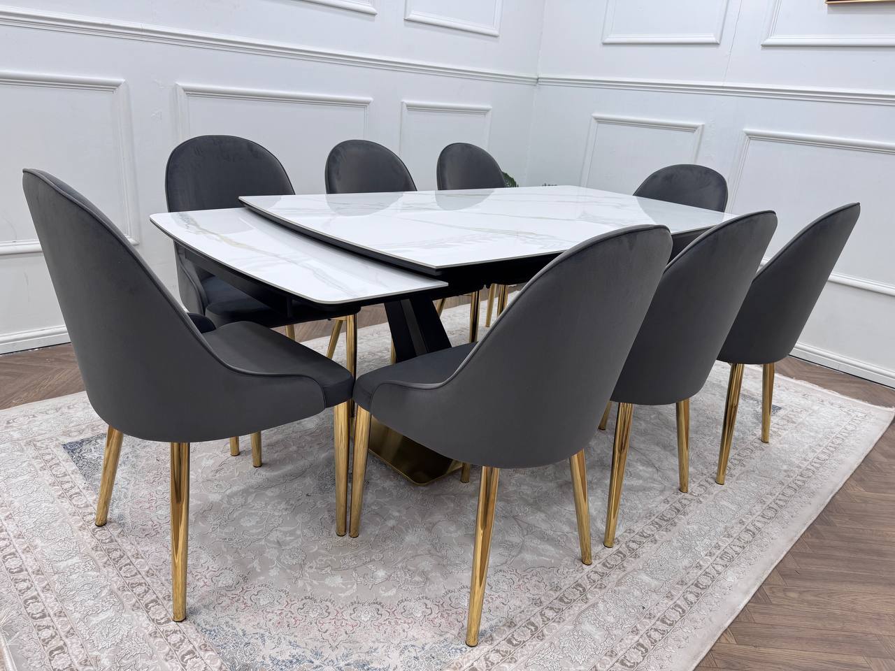 CLARA DINING TABLE SET - GOLD