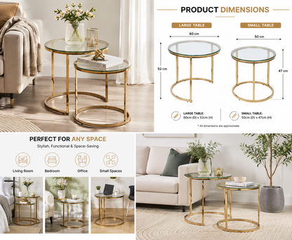 White Smoke HALO COFFE TABLE SET-GLASS