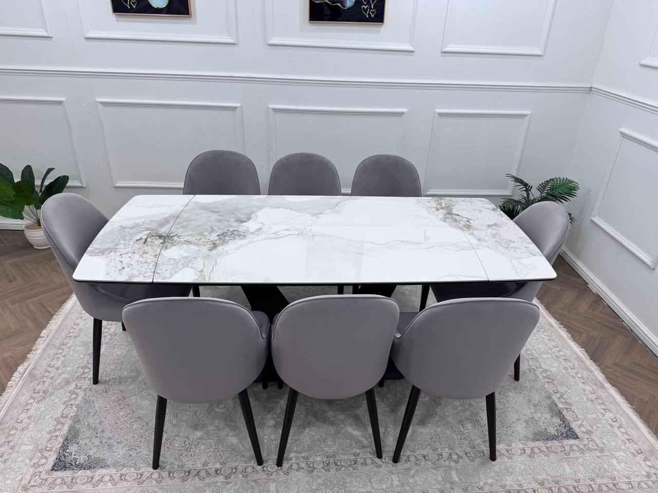 LUMIA EXTEND DINING SET WITH CLARA CHAIRS – BLACK LEGS
