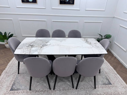 LUMIA EXTEND DINING SET WITH CLARA CHAIRS – BLACK LEGS