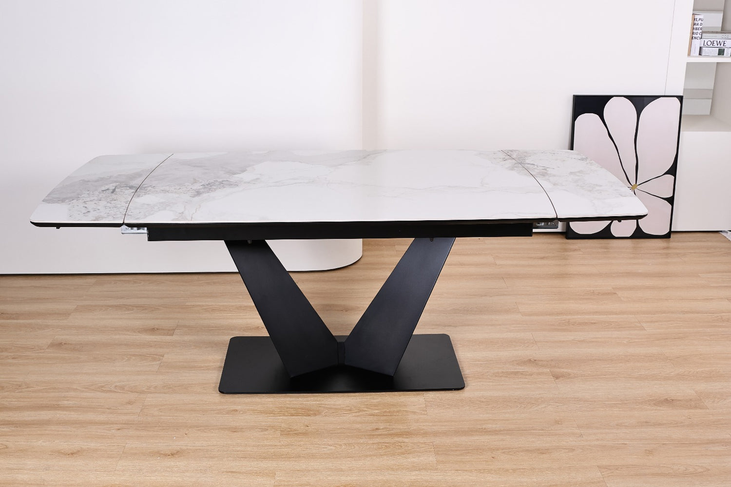 LUMIA EXTEND DINING SET WITH CLARA CHAIRS – BLACK LEGS