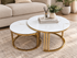 Dark Gray Celine Sintered Stone Nesting Coffee Tables – White & Gold