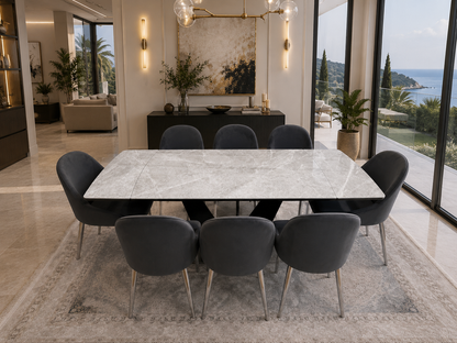 CLARA DINING TABLE SET -SILVER