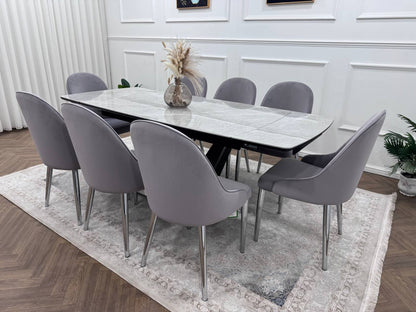 CLARA DINING TABLE SET -SILVER