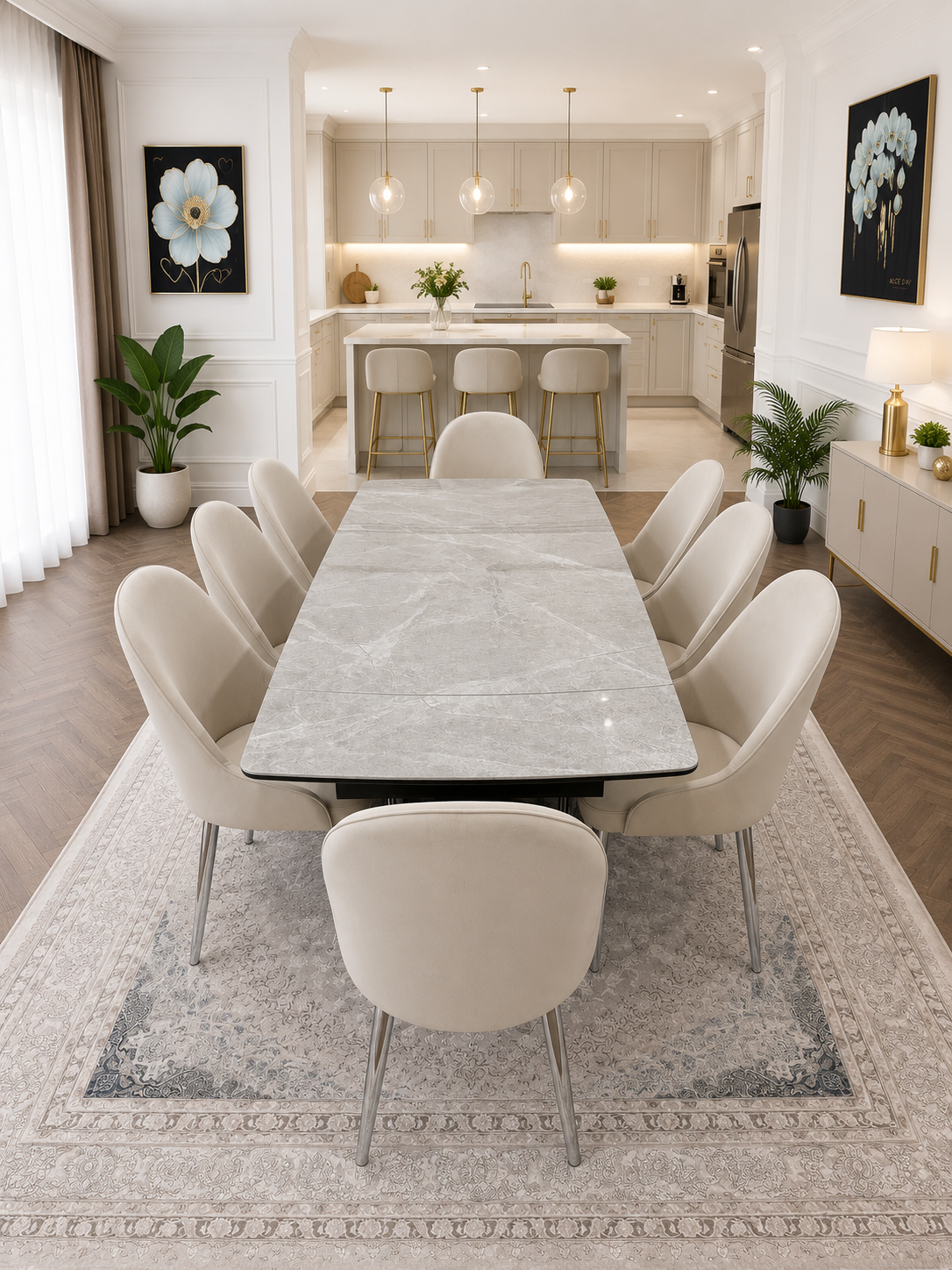 CLARA DINING TABLE SET -SILVER