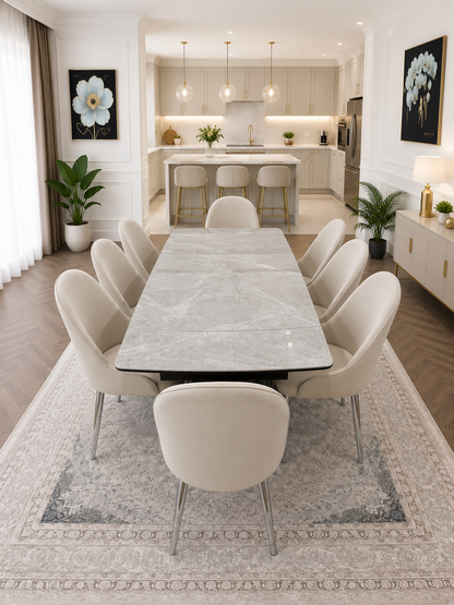 CLARA DINING TABLE SET -SILVER