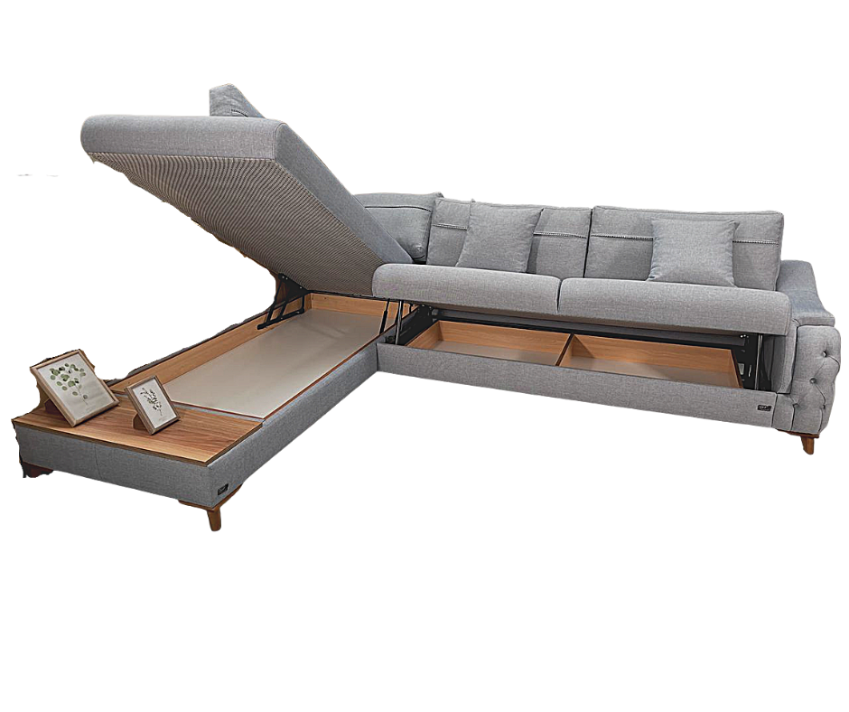 Victoria Corner Sofa Bed with Storage - Velvet