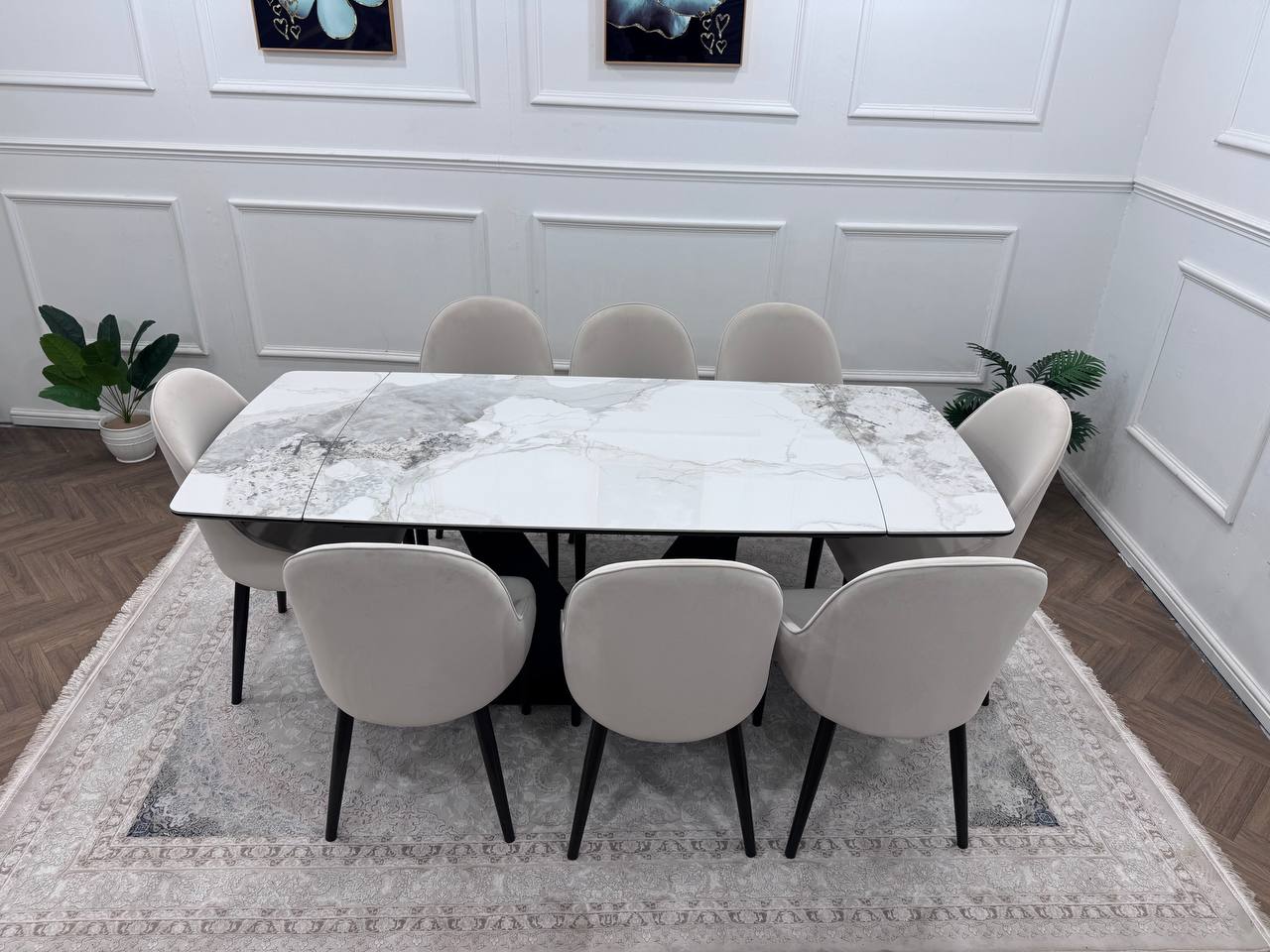 LUMIA EXTEND DINING SET WITH CLARA CHAIRS – BLACK LEGS