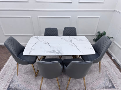 Q&amp;P Furniture Paris dining table set with wooden table and matching chairs in a modern dining room setting.