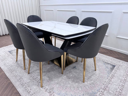 CLARA DINING TABLE SET - GOLD