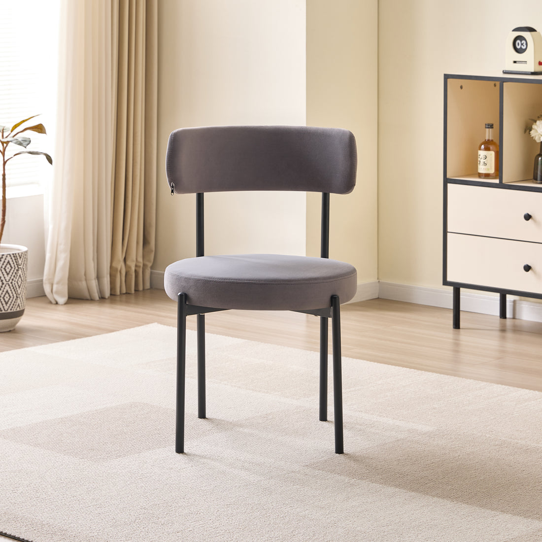 LUXE DINING set-VELVET - DARK GREY-BLACK