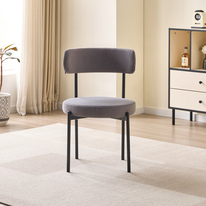 LUXE DINING SET-VELVET-LIGHT GREY-BLACK