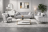 Q&P Furniture London Sofa Set with plush cushions and modern design, featuring a three-piece sofa arrangement in a stylish living room.