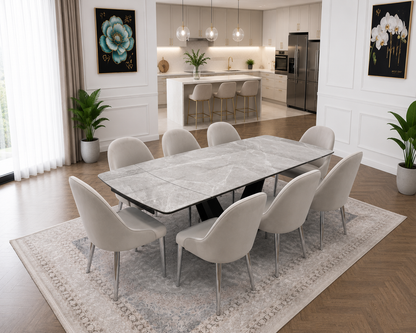 CLARA DINING TABLE SET -SILVER