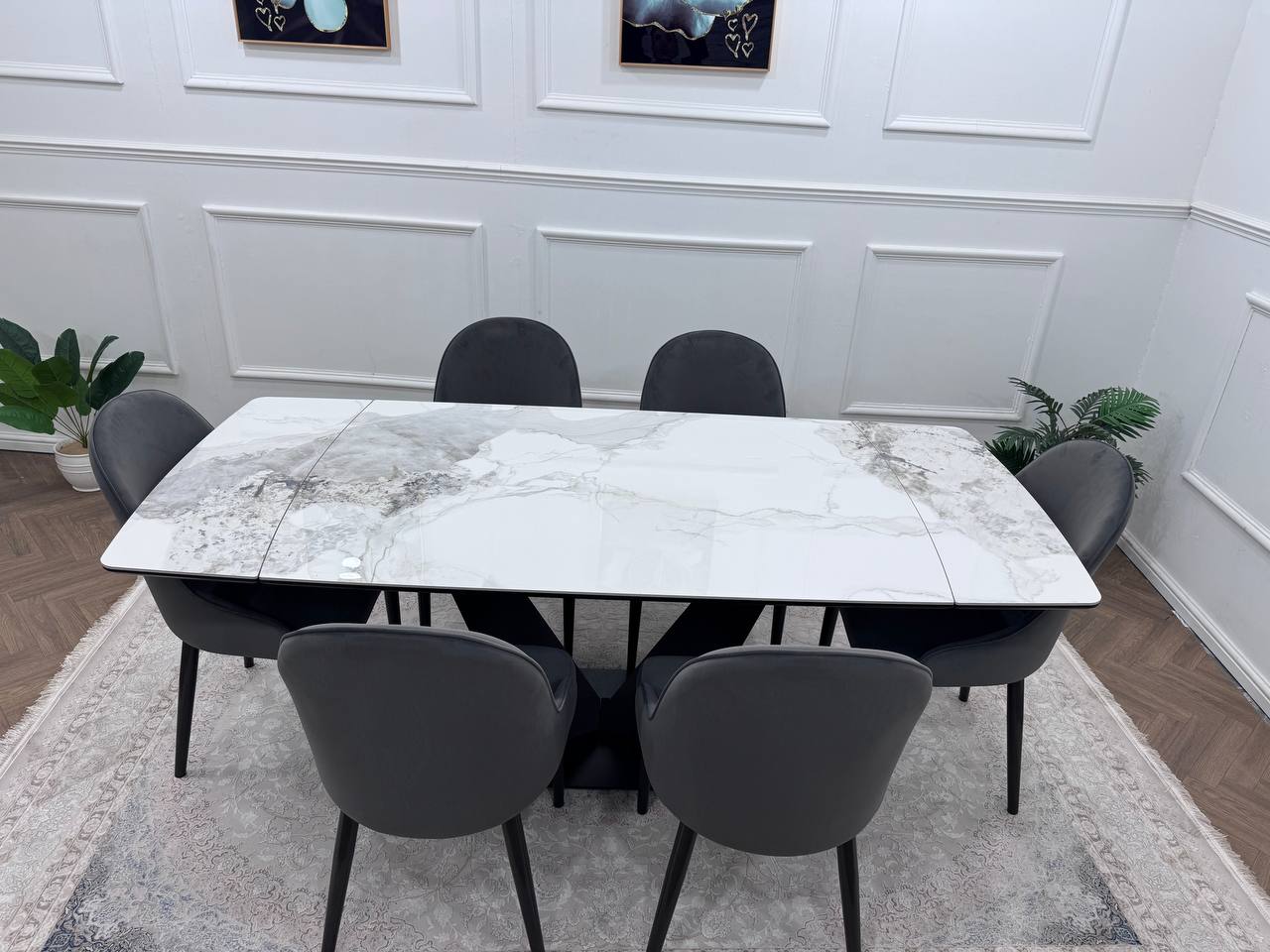 LUMIA EXTEND DINING SET WITH CLARA CHAIRS – BLACK LEGS