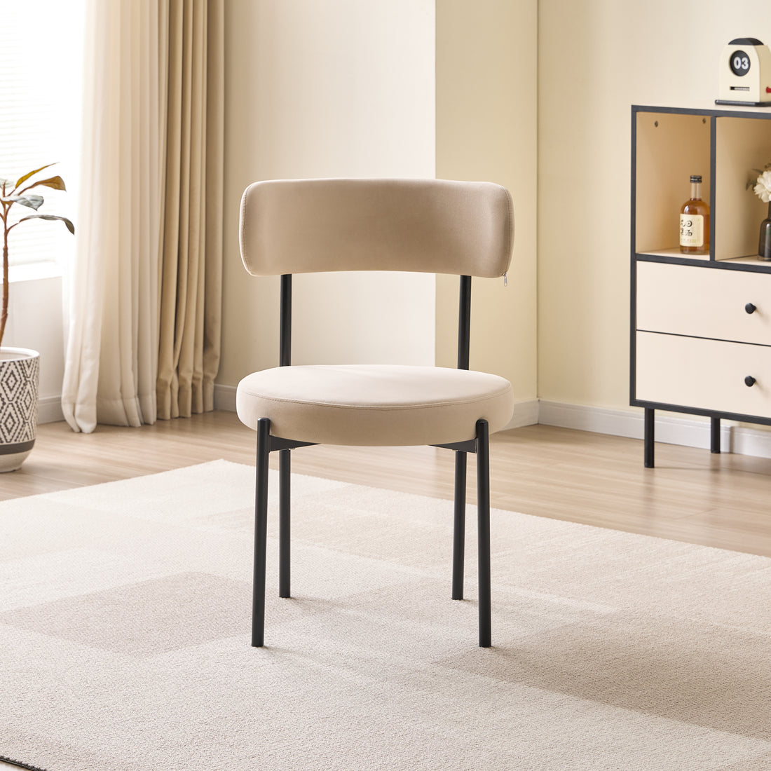 LUXE DINING CHAIR-VELVET-BEIGE-BLACK