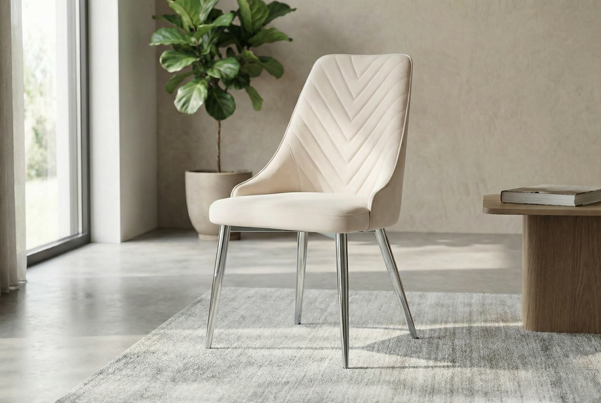 Savello Luxury Grey Marble-Effect Dining Set – 4 or 6 Beige or Grey Chairs