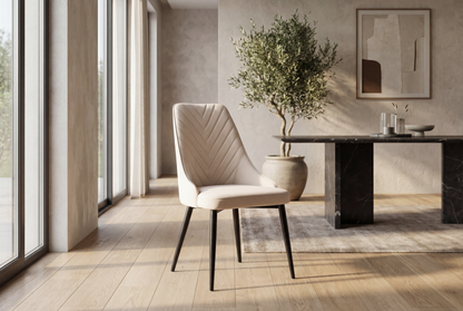 Rovella Luxury Marble-Effect Dining Set – 4 or 6 Grey Chairs