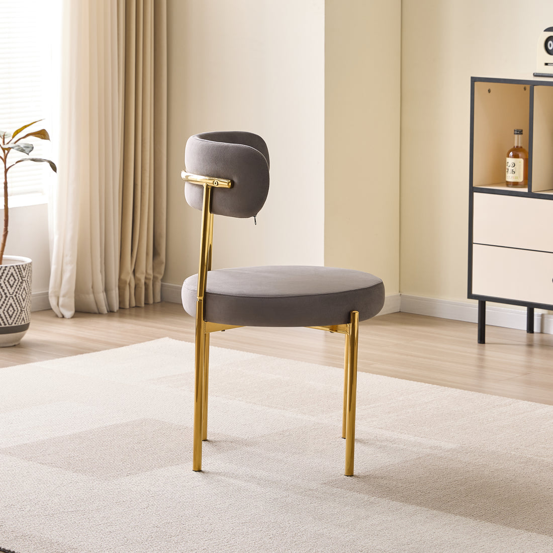 LUXE DINING SET-VELVET-LIGHT GREY-GOLD